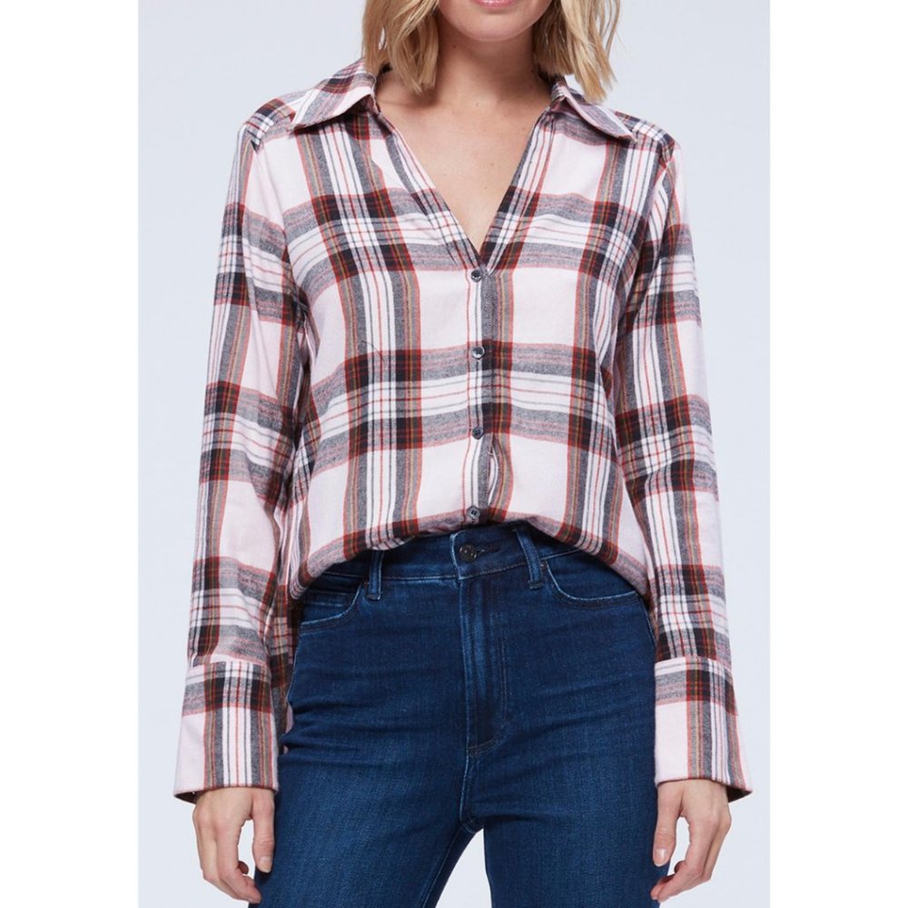 Paige Davlyn Flannel Shirt in Bright Blush